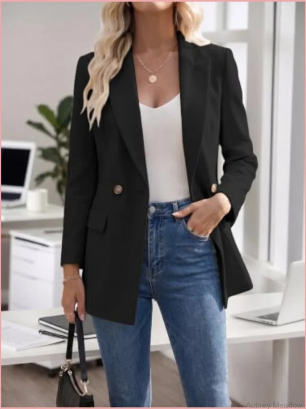 Double Breasted Blazer - Business Casual Work Office Suit Jacket